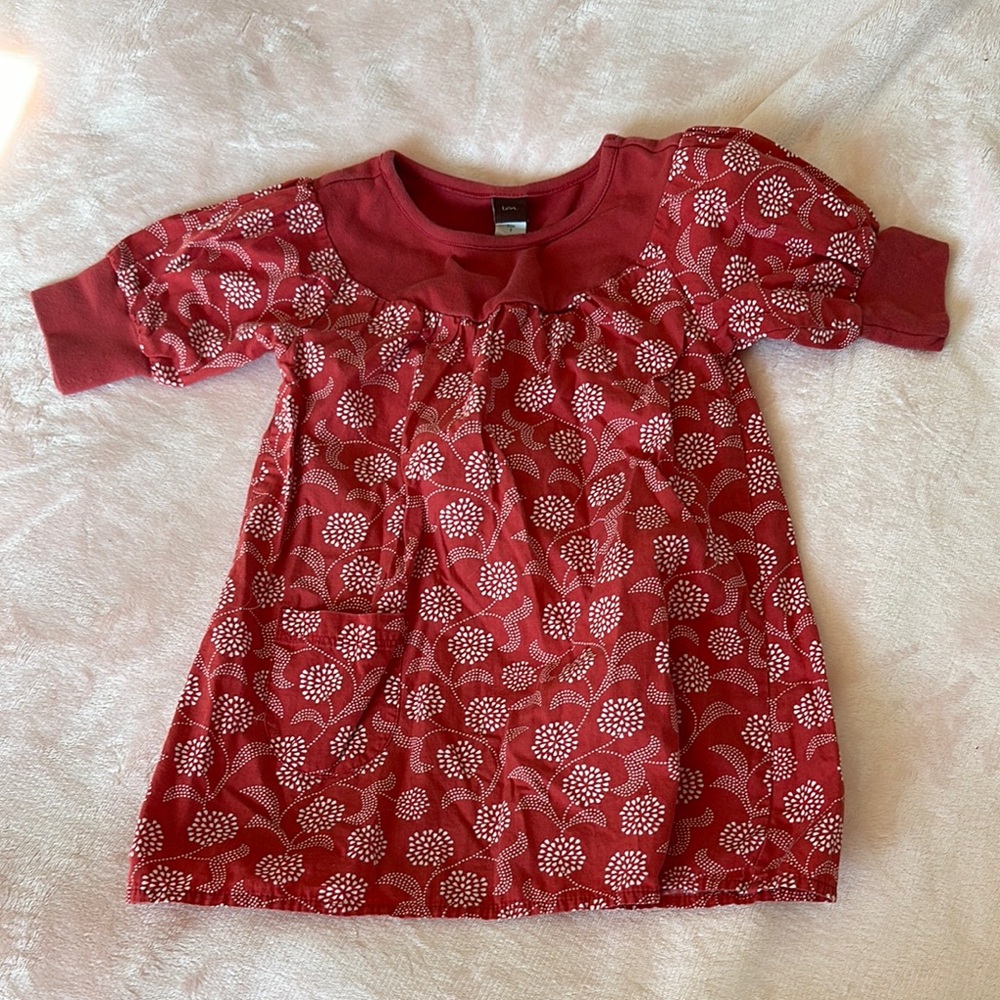 Tea Collection Red‎ Floral Kids Casual Dress
